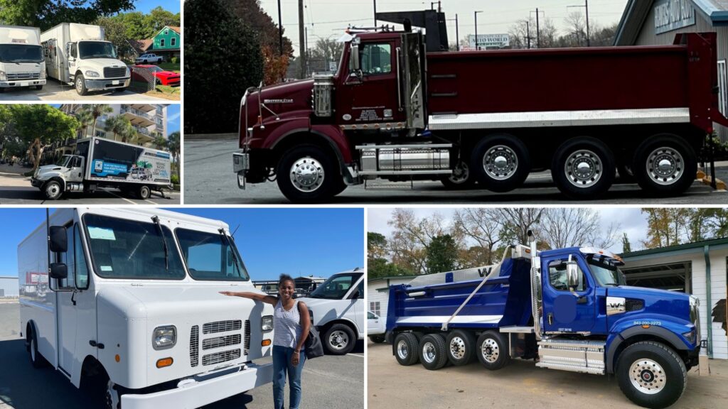 a collage of vehicles and equipment OCS finances for customers in all 50 states.