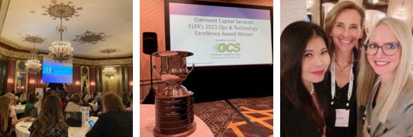 Oakmont Capital Services attending ELFA, or Equipment Leasing and Finance Association events throughout 2023, including the ELFA Women's Leadership Forum, the ELFA Operations and Technology Conference, and the ELFA 34th Annual Funding Conference.
